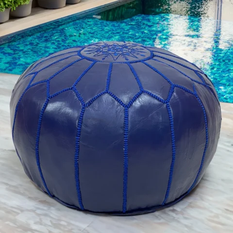 Moroccan ottoman pouf - Navy Horizon