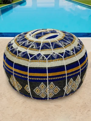Moroccan ottoman pouf - Navy Nights