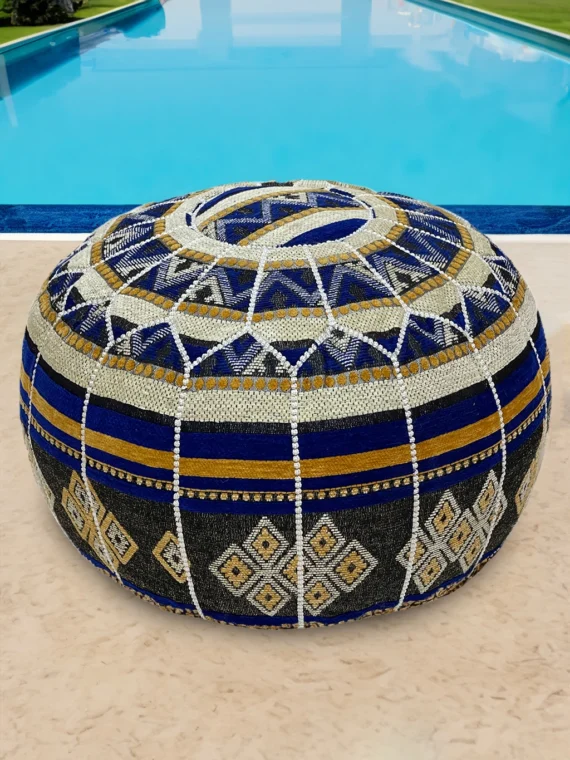 Moroccan ottoman pouf - Navy Nights