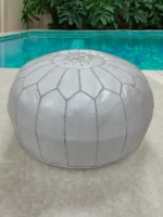 Moroccan ottoman pouf - Pearl Pewter