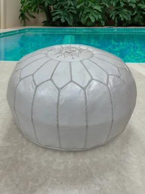 Moroccan ottoman pouf - Pearl Pewter