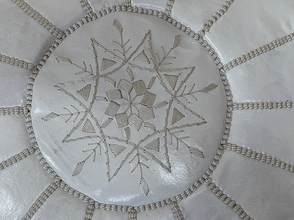 Moroccan ottoman pouf - Pearl Pewter