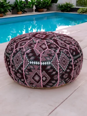Moroccan ottoman pouf - Pomegranate Pizzazz