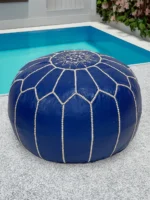 Moroccan ottoman pouf - Powder Blue Paradise