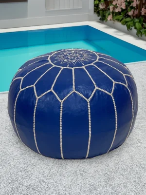 Moroccan ottoman pouf - Powder Blue Paradise