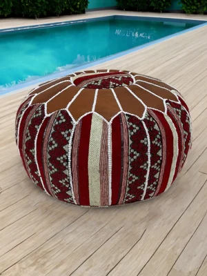 Moroccan ottoman pouf - Red Velvet Rapture
