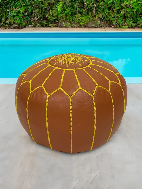 Moroccan ottoman pouf - Saffron Surprise