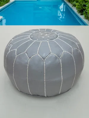 Moroccan ottoman pouf - Shadow Silver
