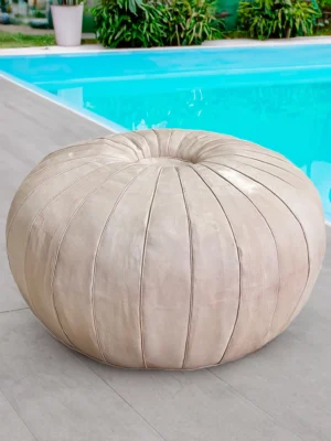 Moroccan ottoman pouf - Silvery Pearl