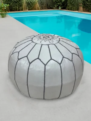 Moroccan ottoman pouf - Snowy Summit
