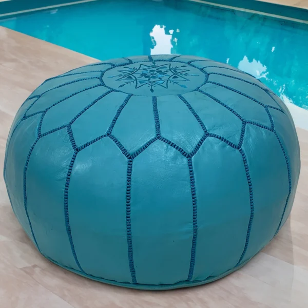 Moroccan Steel Blue Serenity Pouf