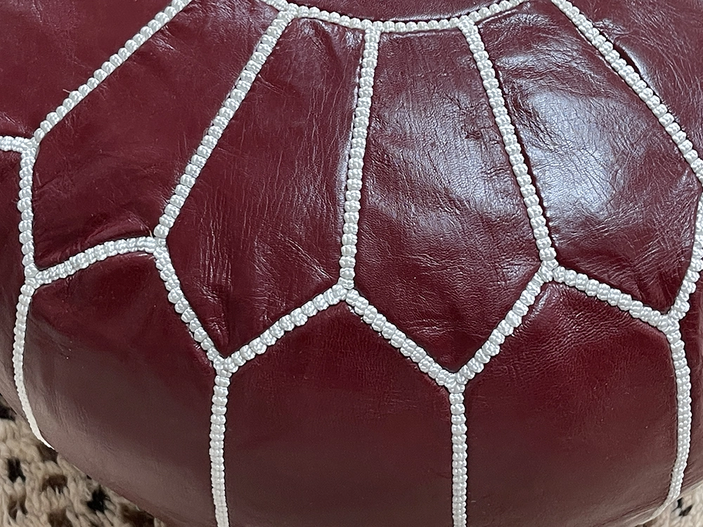 Moroccan ottoman pouf - Burgundy Radiance