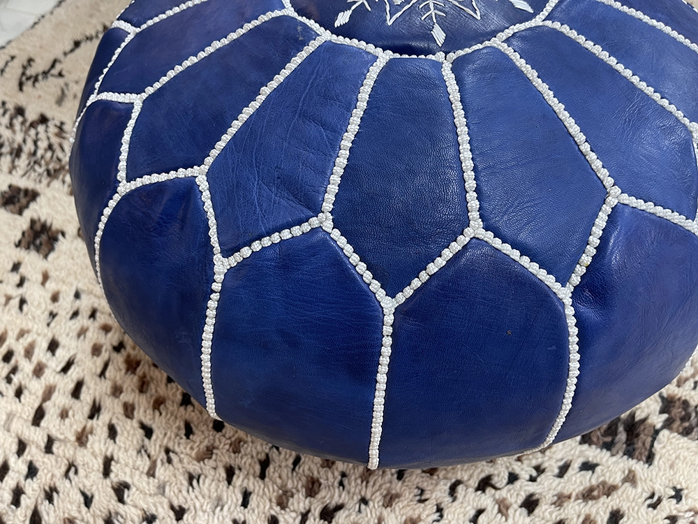 Moroccan ottoman pouf - Deep Blue