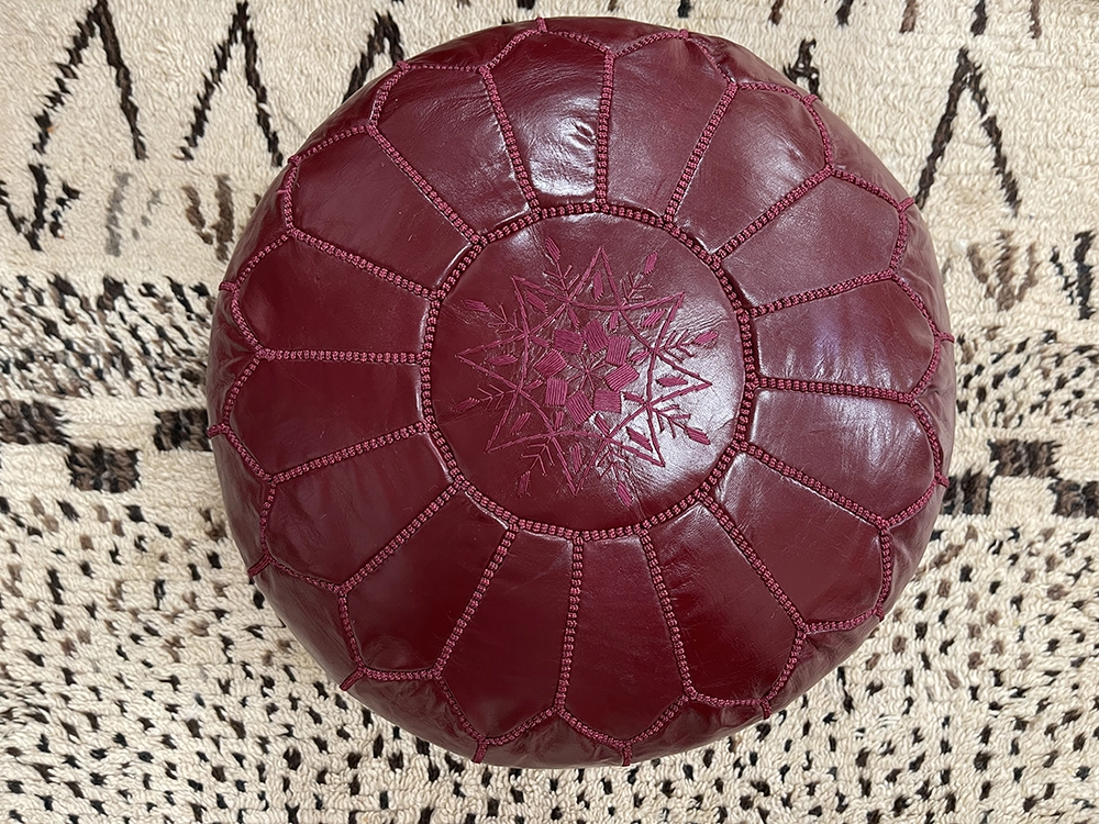 Moroccan ottoman pouf - Garnet Glory