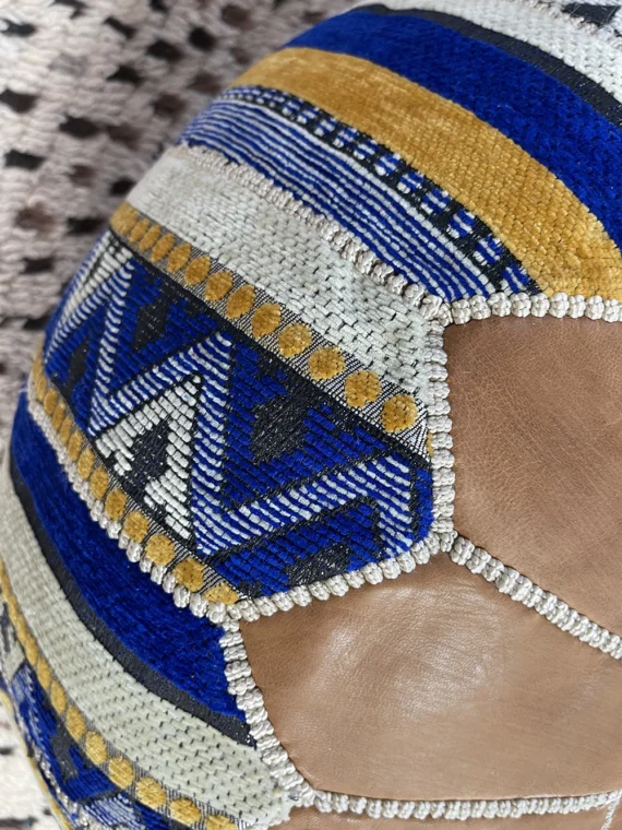 Moroccan ottoman pouf - Azure Oasis