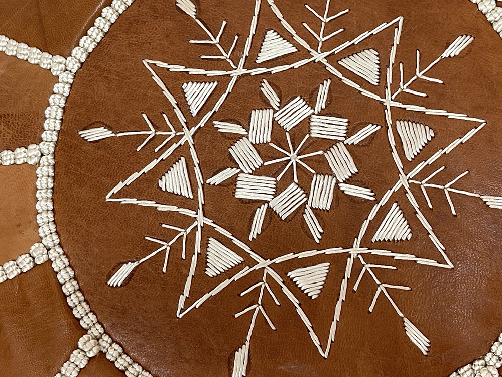 Moroccan ottoman pouf - Brown Berber