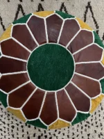 Moroccan ottoman pouf - Fern Forest