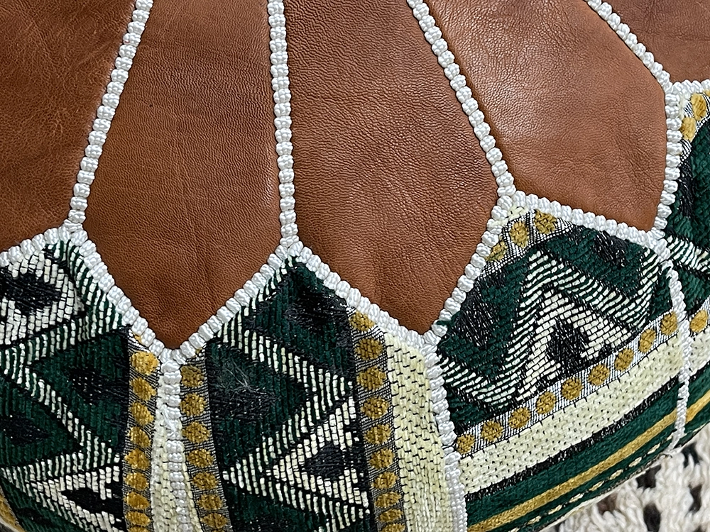 Moroccan ottoman pouf - Green Oasis