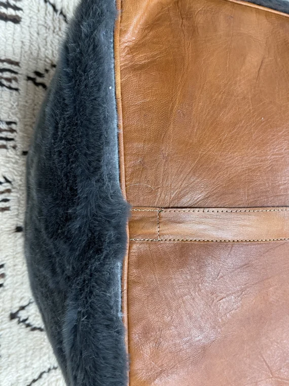 Moroccan ottoman pouf - Misty Gray