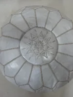 Moroccan ottoman pouf - Pearl Pewter