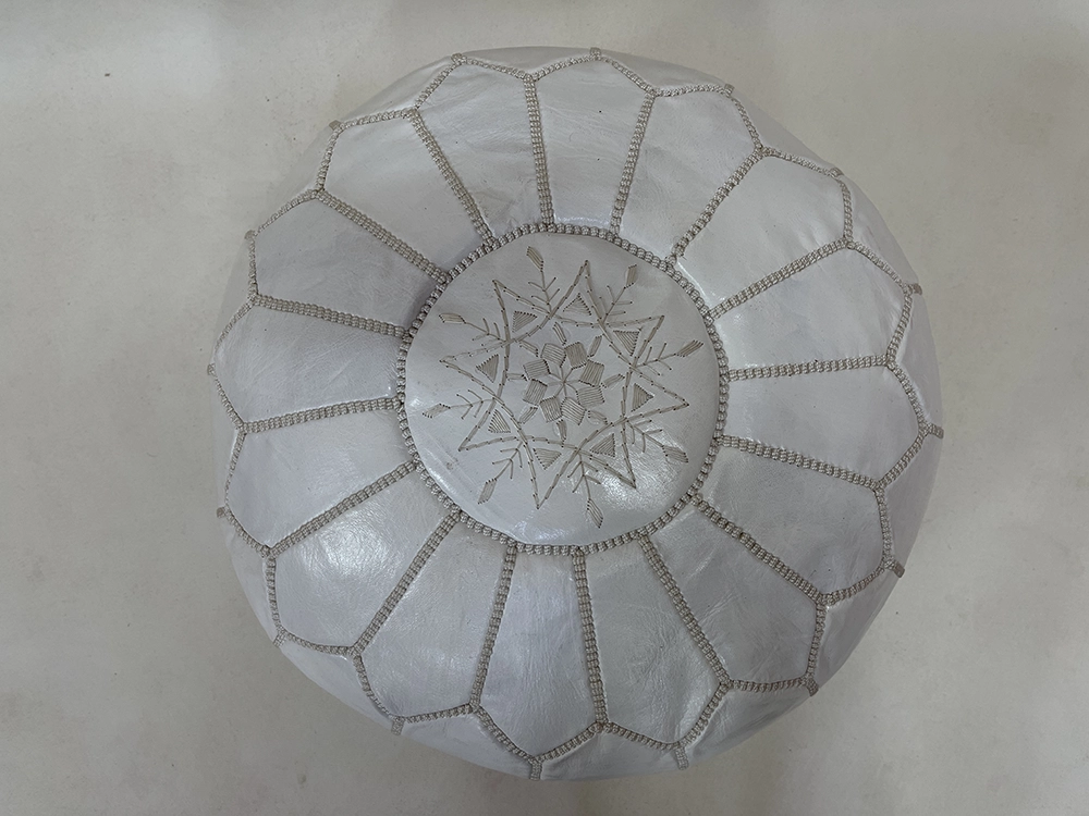 Moroccan ottoman pouf - Pearl Pewter
