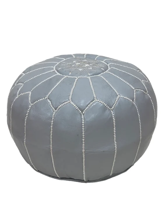 Moroccan ottoman pouf - Shadow Silver