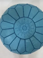 Moroccan ottoman pouf - Steel Blue Serenity