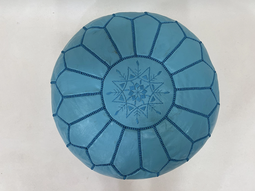 Moroccan ottoman pouf - Steel Blue Serenity
