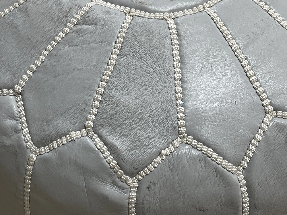 Moroccan ottoman pouf - Shadow Silver