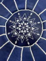 Moroccan ottoman pouf - Deep Blue
