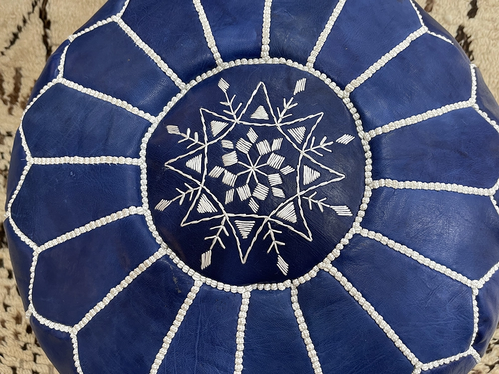 Moroccan ottoman pouf - Deep Blue