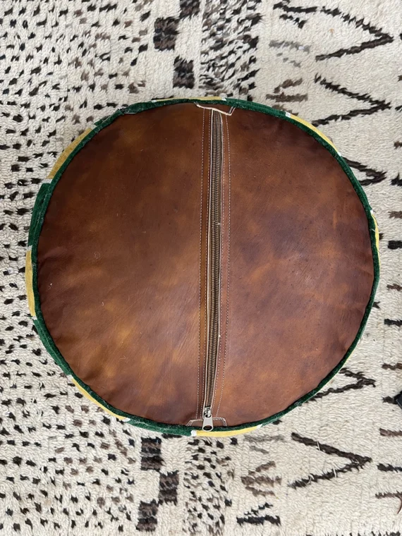 Moroccan ottoman pouf - Fern Forest
