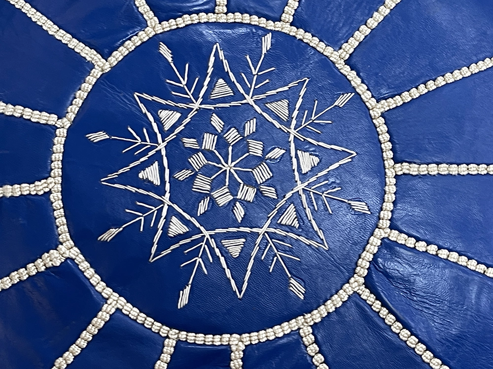 Moroccan ottoman pouf - Powder Blue Paradise