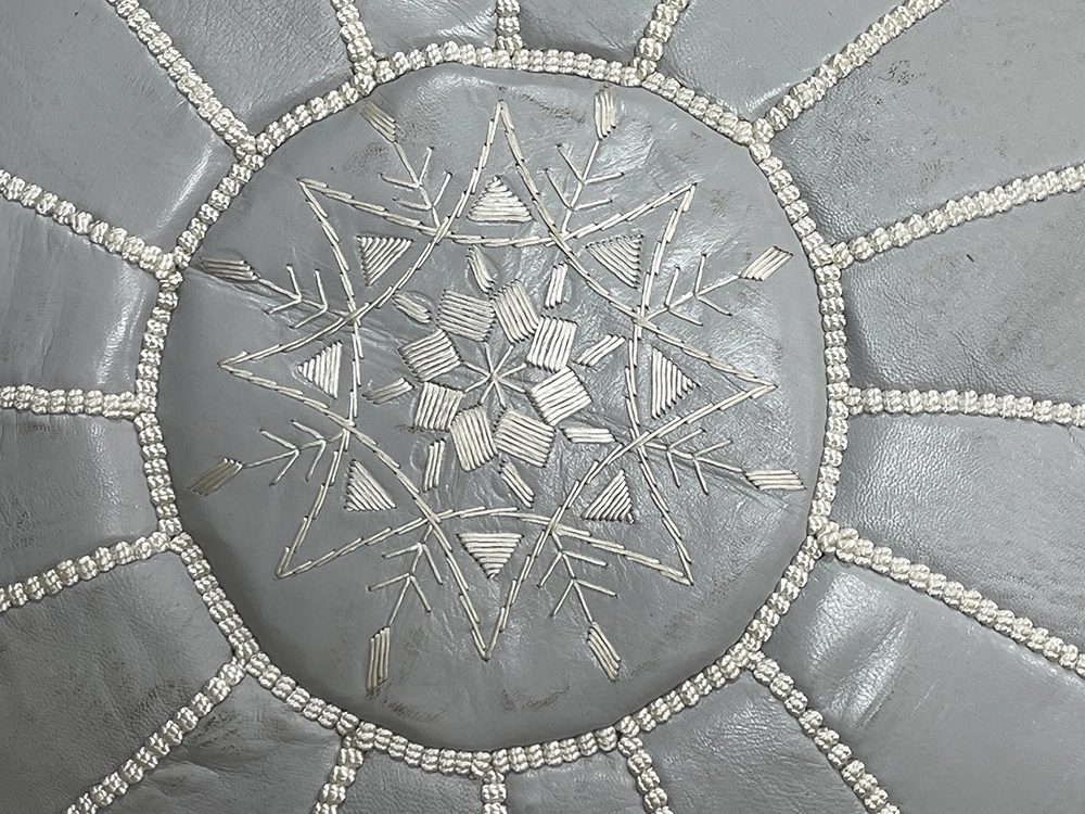 Moroccan ottoman pouf - Shadow Silver