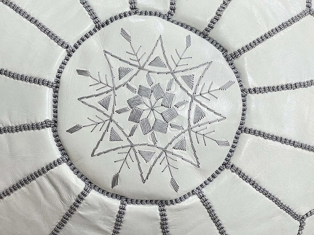 Moroccan ottoman pouf - Snowy Summit
