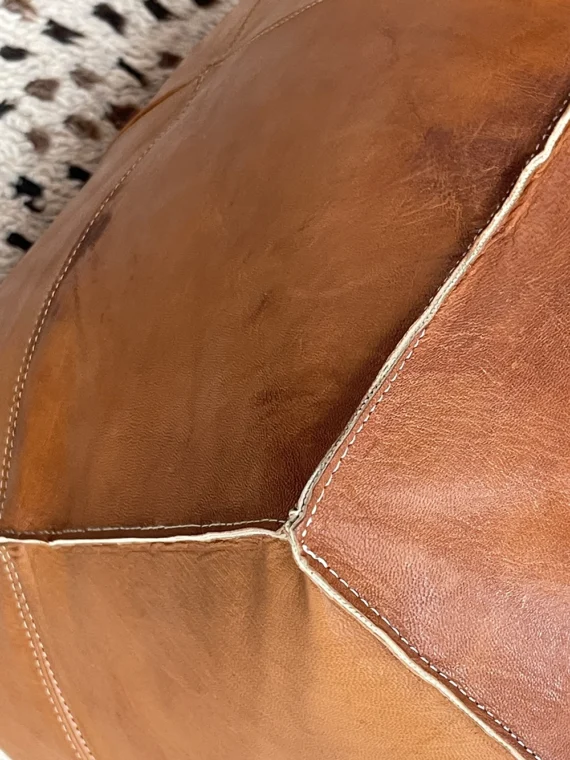 Moroccan ottoman pouf - Koutoubia Leather Ottoman