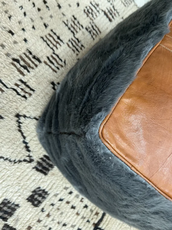 Moroccan ottoman pouf - Misty Gray