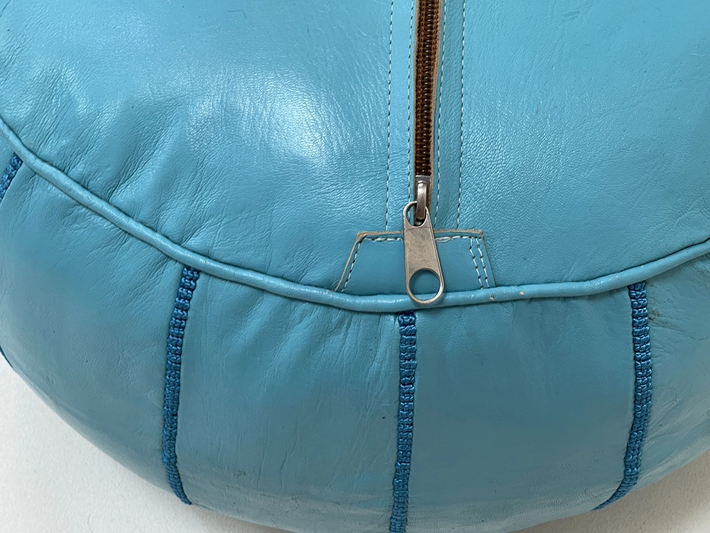 Moroccan ottoman pouf - Steel Blue Serenity