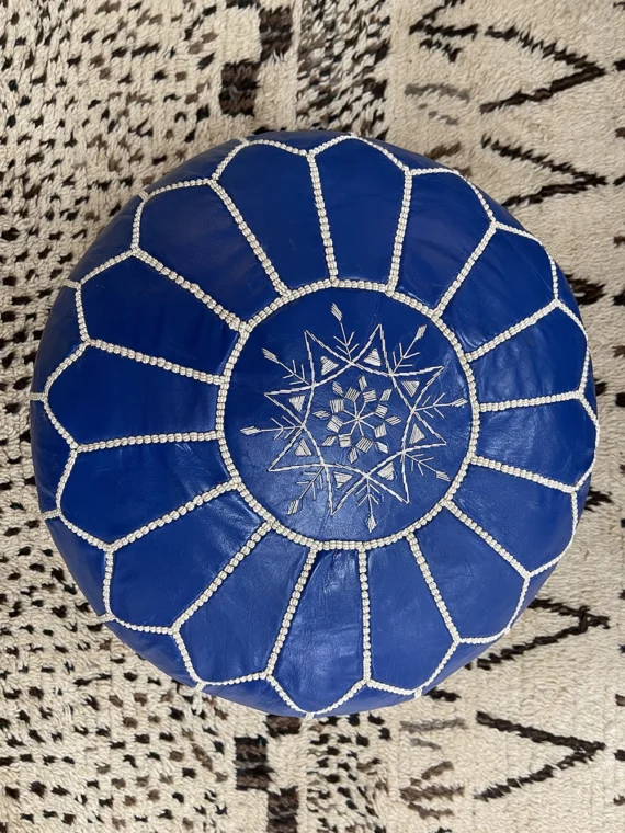 Moroccan ottoman pouf - Powder Blue Paradise