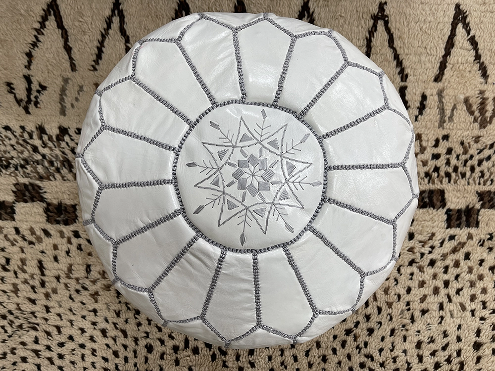 Moroccan ottoman pouf - Snowy Summit