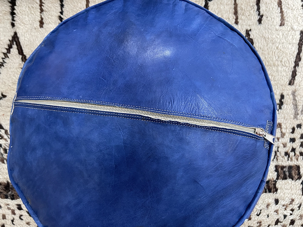 Moroccan ottoman pouf - Deep Blue
