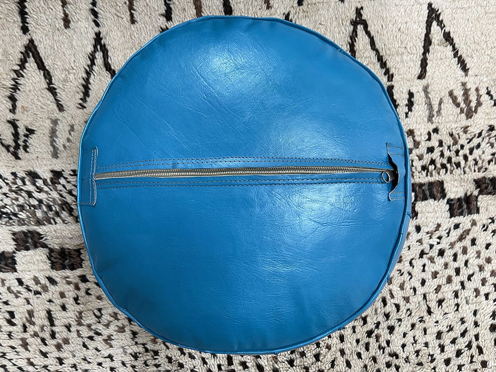 Moroccan ottoman pouf - Baby Blue