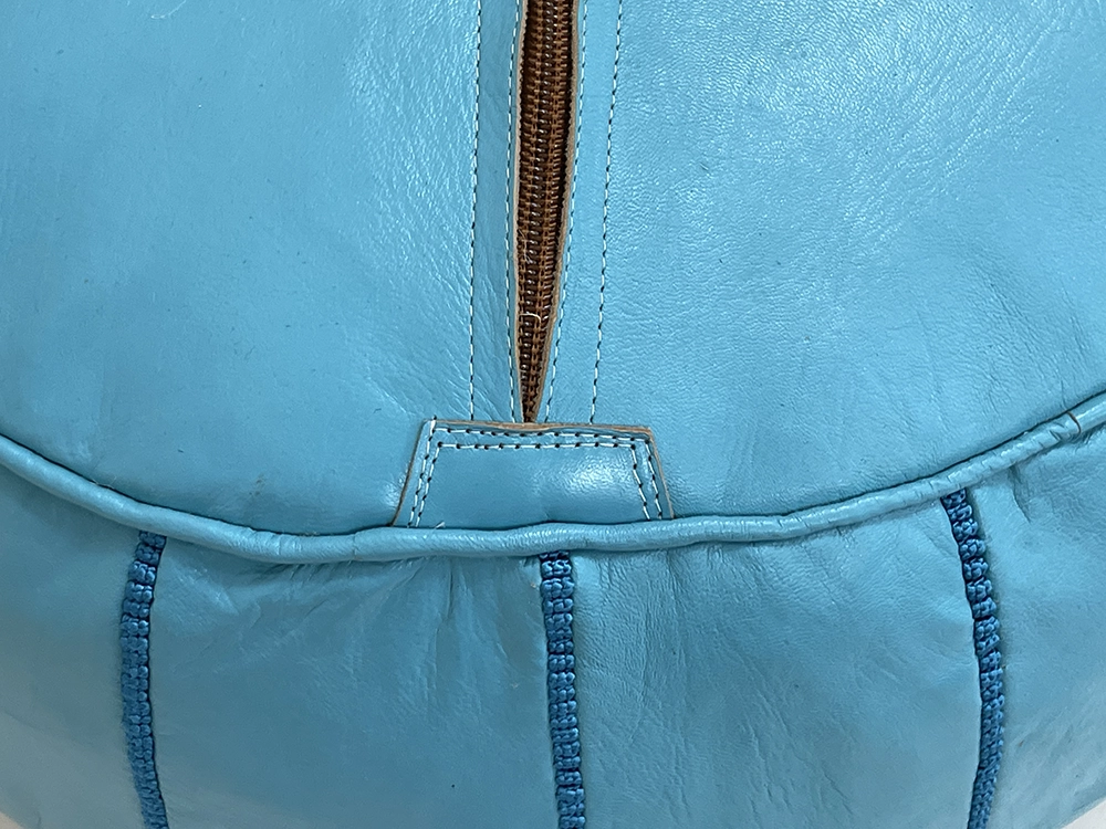 Moroccan ottoman pouf - Steel Blue Serenity