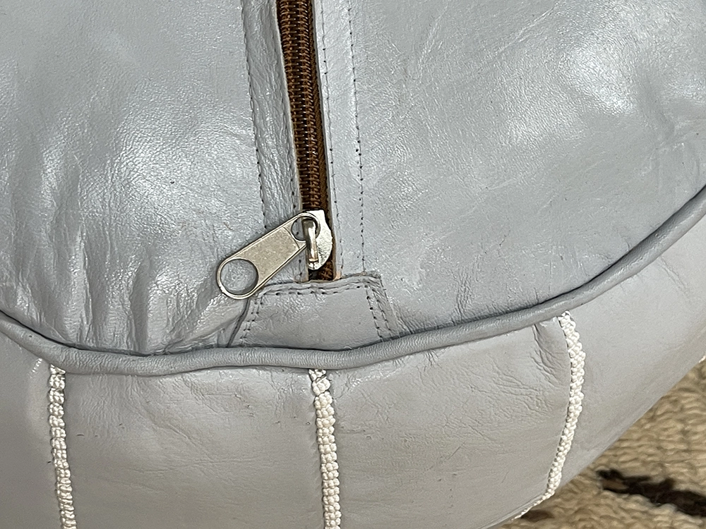 Moroccan ottoman pouf - Shadow Silver