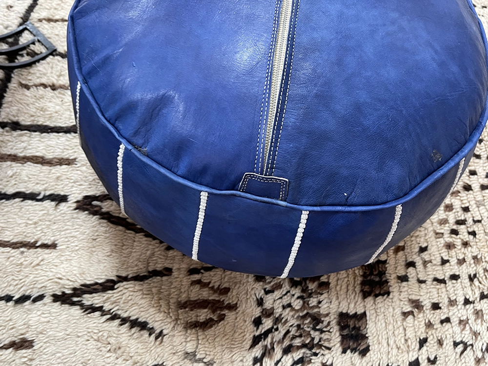 Moroccan ottoman pouf - Deep Blue