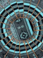 Moroccan ottoman pouf - Blue Lagoon