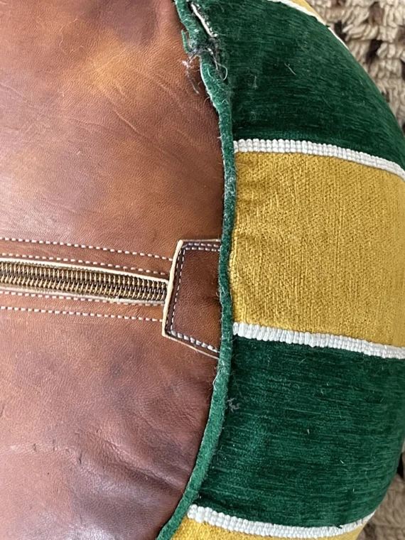 Moroccan ottoman pouf - Fern Forest