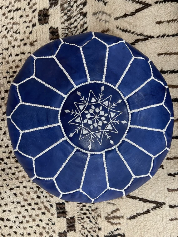 Moroccan ottoman pouf - Deep Blue